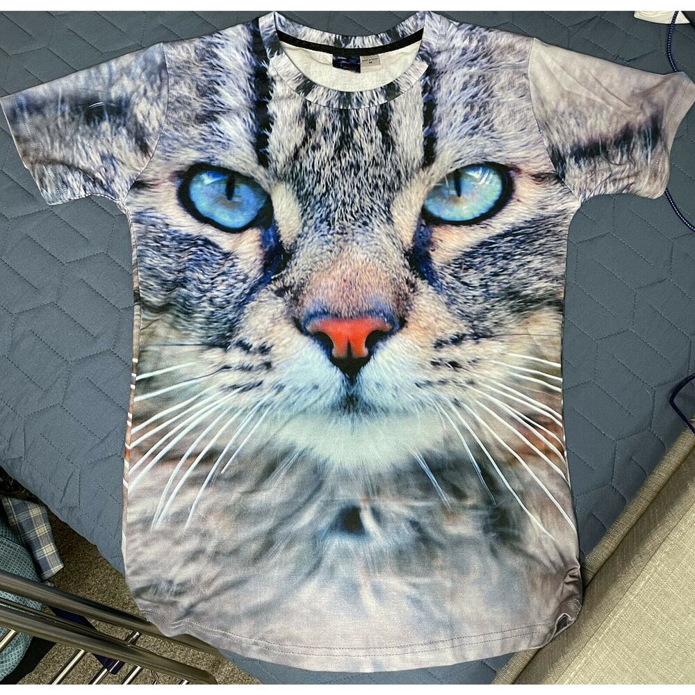 Mr. 1991 Inc & Miss Go Kitty Cat Double Sided Graphic Shirt Size Medium